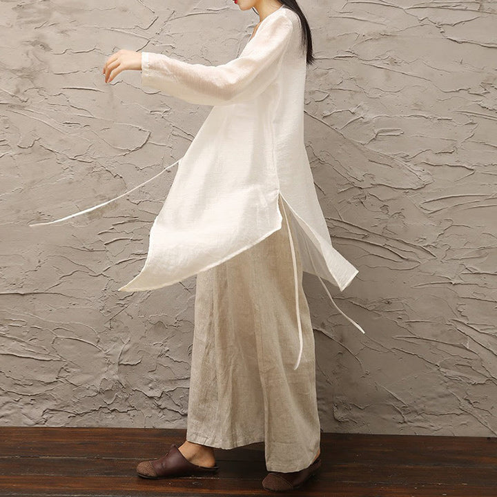 Buddha Stones Semplice Bianco Beige Modello Meditazione Spirituale Zen Pratica Yoga Abbigliamento Donna Abbigliamento