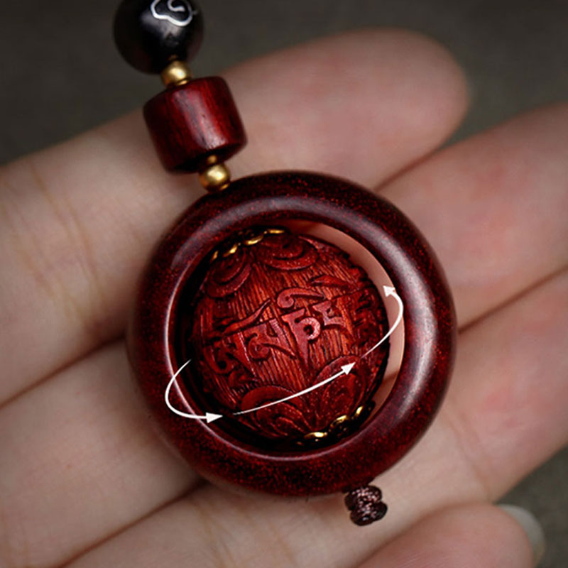 Buddha Stones Tibetano Piccola Foglia Sandalo Rosso Ebano Fortuna Protezione Rotazione Decorazione