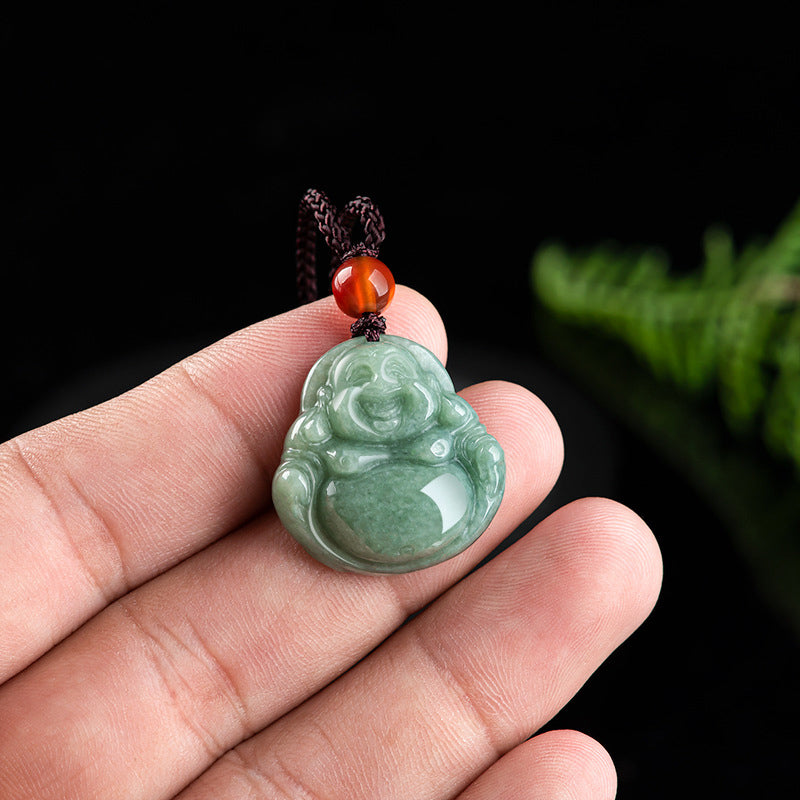 Collana con ciondolo a corda in giada Buddha Stones che ride - image 7