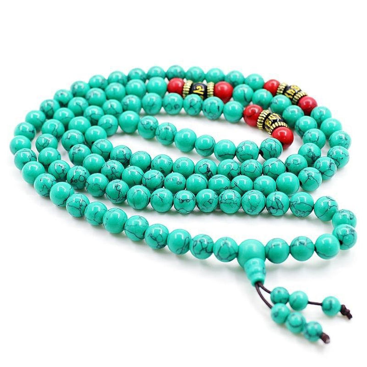 Collana di purificazione Mala in turchese tibetano Buddha Stones