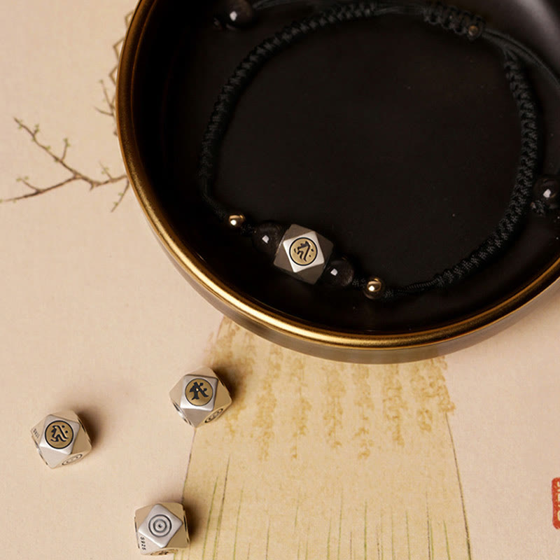 Braccialetto intrecciato calmo in argento sterling 925 fatto a mano con cinabro e zodiaco cinese Buddha Stones - image 5