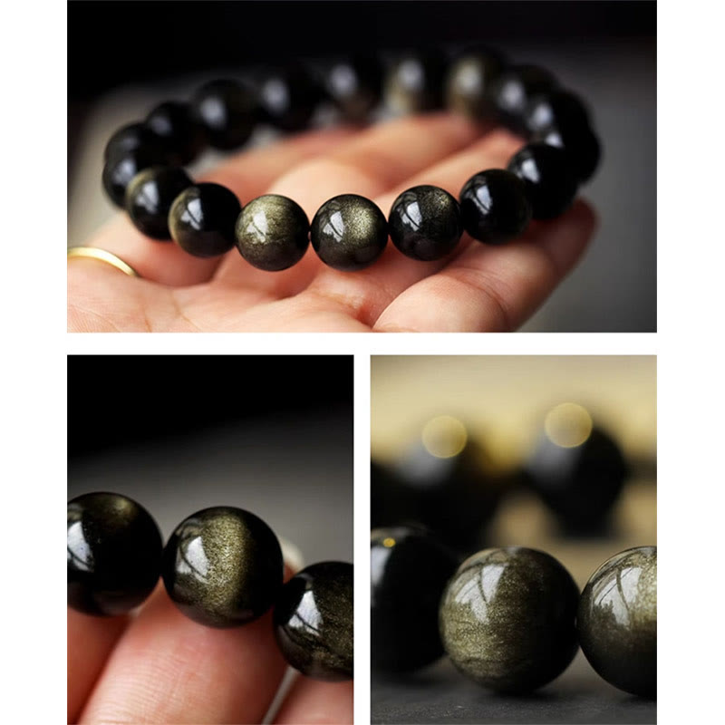 Bracciale Buddha Stones 925 Sterling Silver Zodiaco Cinese Buddha Natale Naturale Oro Lucentezza Ossidiana Ambra Protezione Ricchezza - image 17