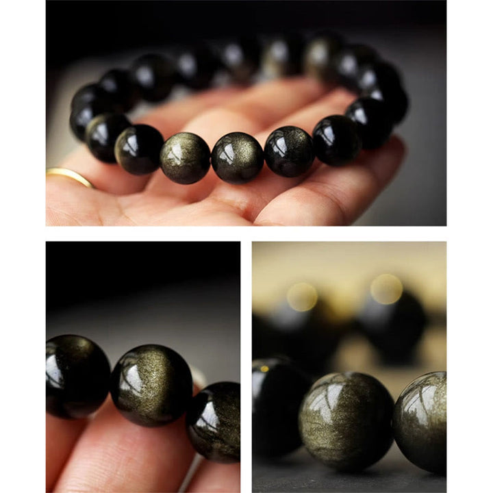 Bracciale Buddha Stones 925 Sterling Silver Zodiaco Cinese Buddha Natale Naturale Oro Lucentezza Ossidiana Ambra Protezione Ricchezza - image 17