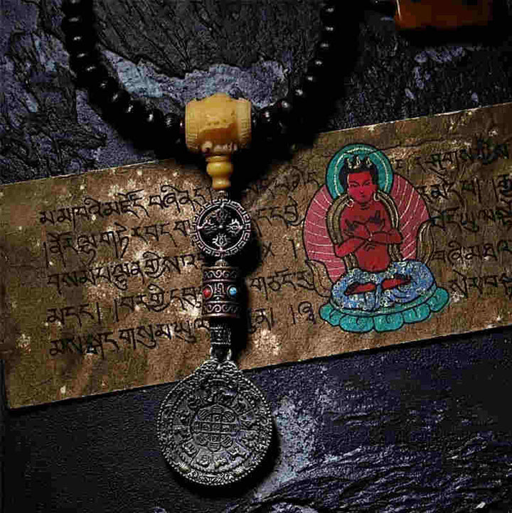 Buddha Stones Tibet 108 Mala Beads Viola Bodhi Seed Bagua Vajra Braccialetto di Auspicio