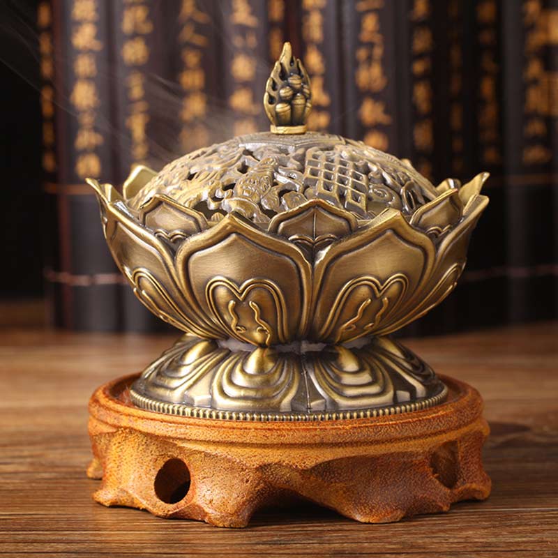 Buddha Stones Tibetano a Forma di Loto Bruciatore di Incenso Purificato