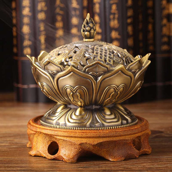 Buddha Stones Tibetano a Forma di Loto Bruciatore di Incenso Purificato