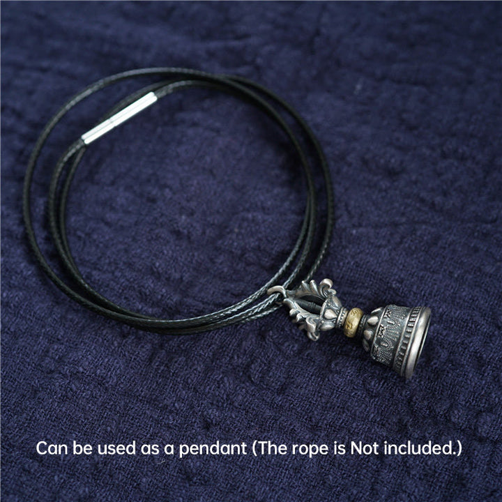 Buddha Stones Tibet 925 Sterling Silver Om Mani Padme Hum Dorje Campana Vajra Inciso Illuminazione Ciondolo Appeso Decorazione - image 7