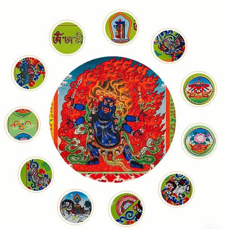 Buddha Stones Bandiera tibetana a 10 colori raffigurante il Buddha del Cavallo del Vento, simbolo di guarigione e buon auspicio per la preghiera all'aperto. - image 19