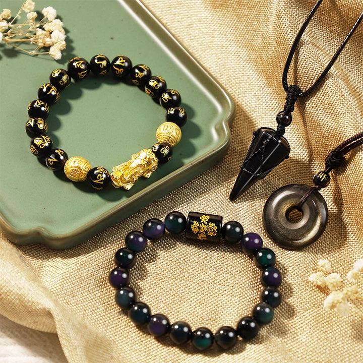 Buddha Stones che assorbono le energie negative Ossidiana Bundle