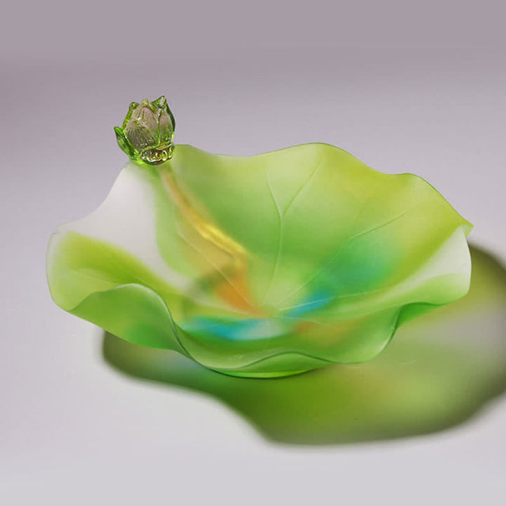 Feng Shui Lotus fatto a mano Liuli Crystal Art Piece Home Office Offerta Decorazione - image 6