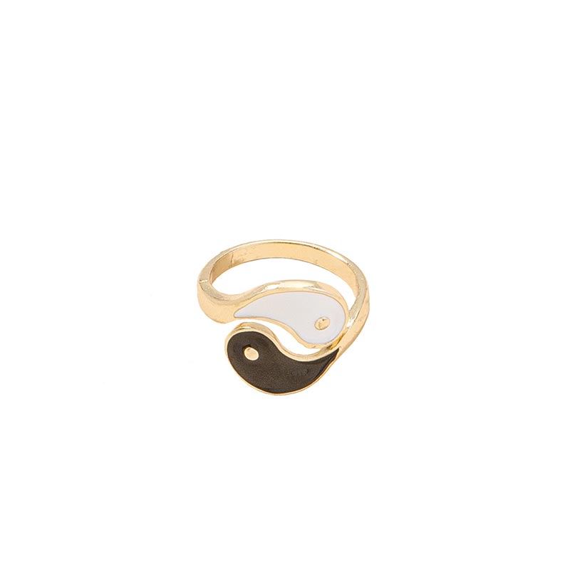 Anello di coppia regolabile con simbolo Yin Yang e benedizione