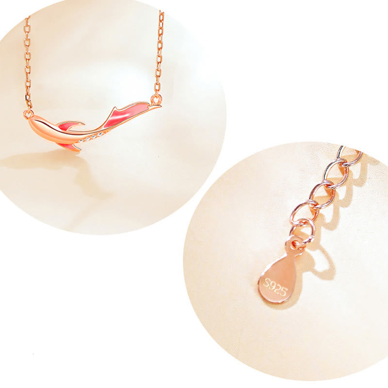 Collana con ciondolo a forma di pesce koi in argento sterling 925 Buddha Stones e zircone per la prosperità - image 6