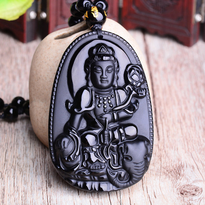 Buddha Stones Zodiaco Cinese Ossidiana Buddha Amuleto Protezione Ciondolo Collana - image 4