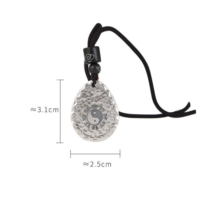 Buddha Stones Vintage 999 Sterling Silver Yin Yang Bagua Water Drop Design Balance Harmony Collana Pendente - image 15