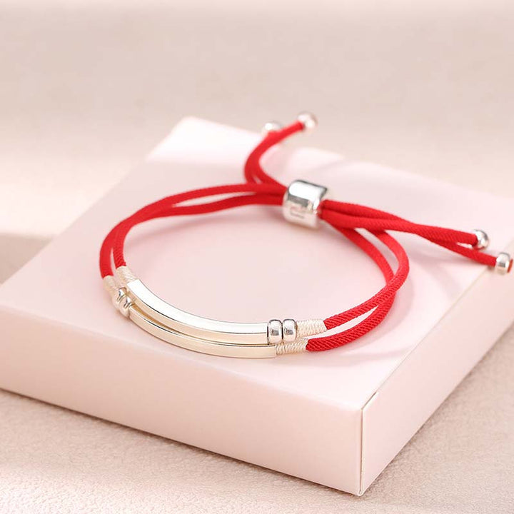 Braccialetto intrecciato a strati in corda rossa in argento sterling 925 Buddha Stones