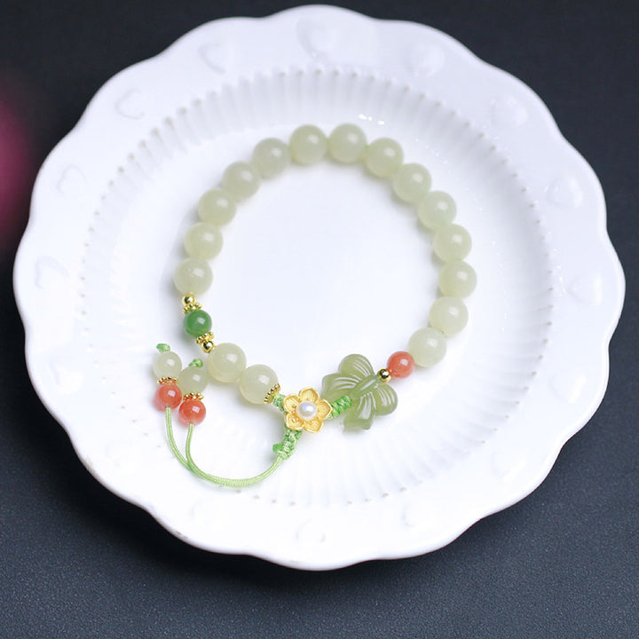Bracciale Buddha Stones 925 Sterling Silver Jade Luck Flower Butterfly - image 5
