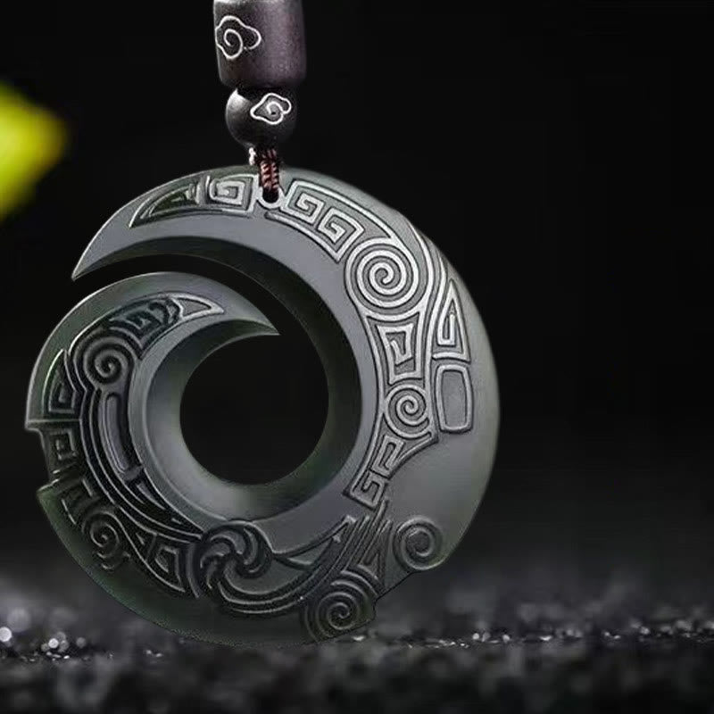 Buddha Stones La fortuna di una persona migliora il design del modello Hetian Ciano Giada Fibbia della pace Collana con ciondolo della fortuna - image 3
