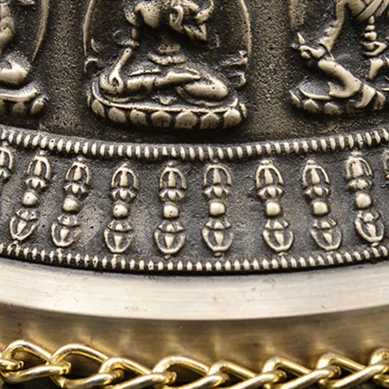 Campanello a vento con drago e Buddha inciso tibetano, decorazione da appendere alla parete in rame - image 4