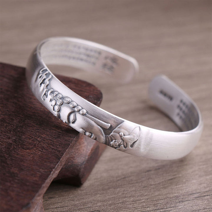 Braccialetto Buddha Stones 999 Sterling Silver Buddha Head Heart Sutra Serenity - image 10