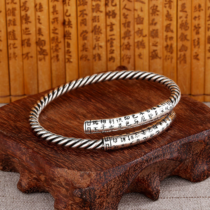 Braccialetto con motivo a forma di cuore intrecciato Buddha Stones e sutra retrò