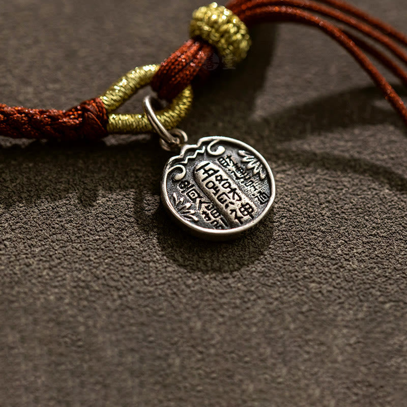 Braccialetto intrecciato in corda con cinque direzioni in argento sterling 925 fatto a mano con Buddha Stones, divinità della ricchezza, fortuna e protezione