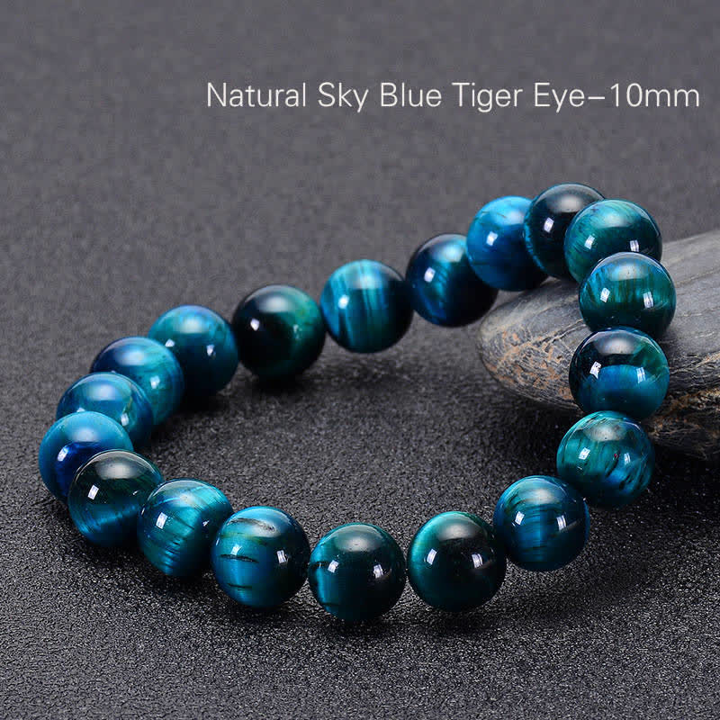 Braccialetto di protezione con occhio di tigre blu Buddha Stones
