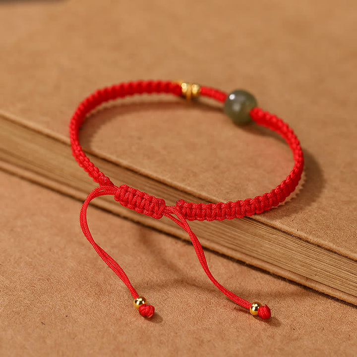 Braccialetto in corda rossa con Buddha Stones in argento sterling 925 e giada di Hetian, benedizione e ricchezza