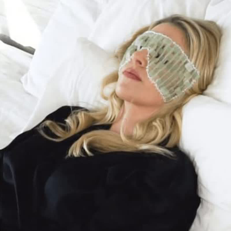 Maschera per gli occhi con perline di pietra di giada naturale