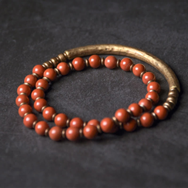 Braccialetto di coppia della pace in cristallo di rame, diaspro rosso, agata muschiata, ossidiana nera e Buddha Stones