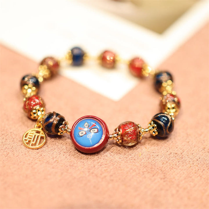 Braccialetto di perline della fortuna Thangka della famiglia delle cinque divinità della ricchezza della bestia che ingoia oro tibetano