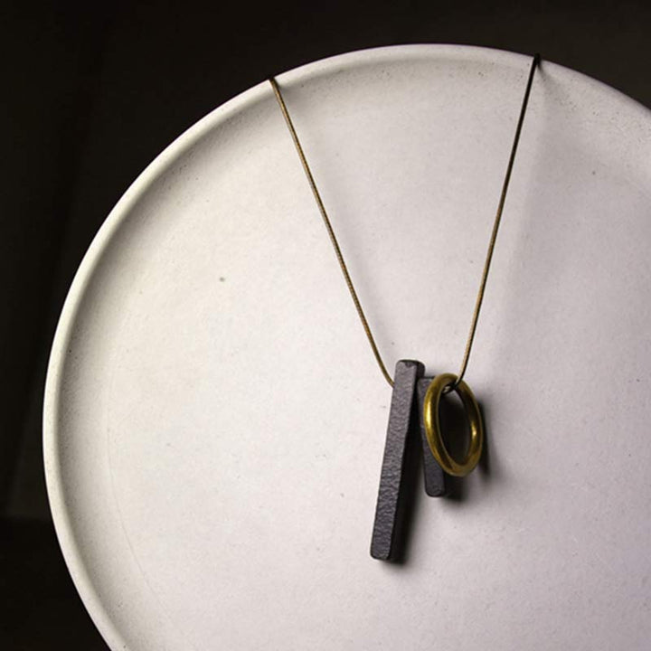 Collana con ciondolo in legno di ebano e cerchio zen Buddha Stones , illuminazione