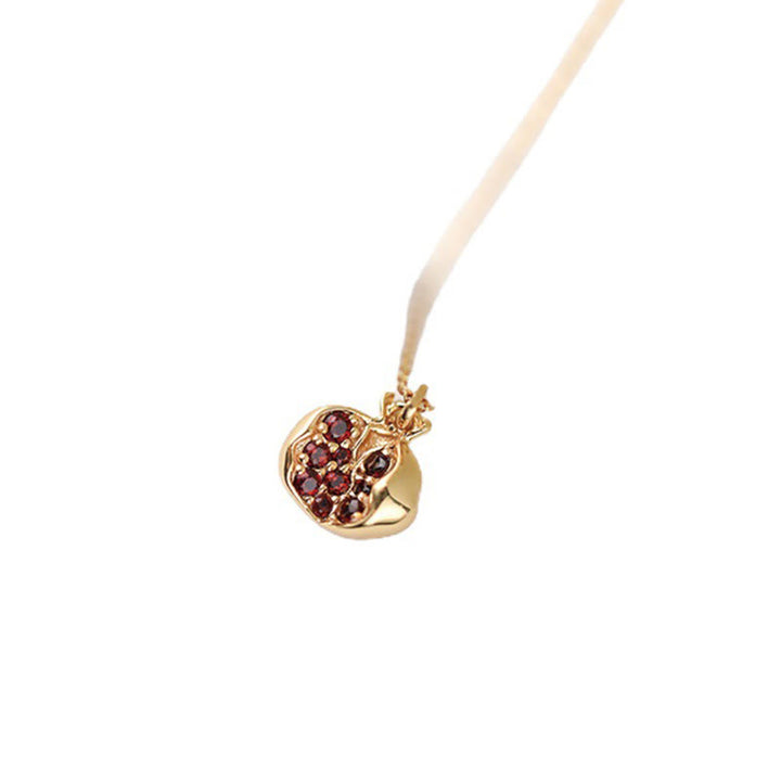 Collana con ciondolo a forma di passione in cristallo di granato melograno e argento sterling 925 placcato oro 18k, Buddha Stones