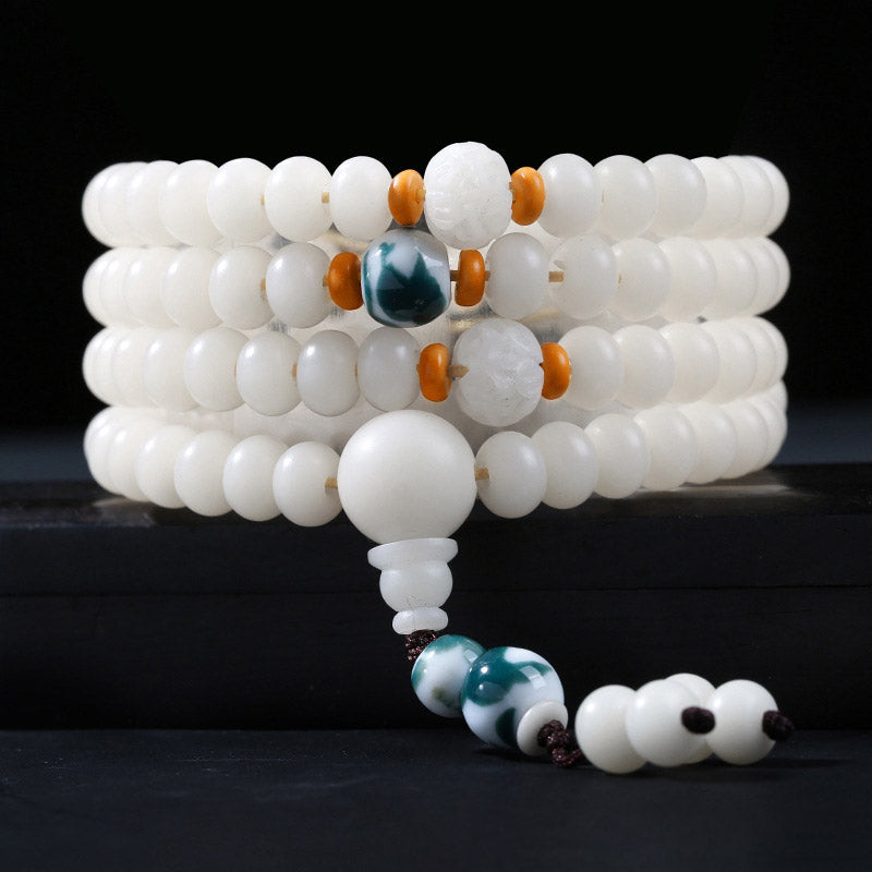 Buddha Stones Braccialetto con ciondolo di benedizione del loto con perline di Bodhi - Semi di Bodhi e perline blu - 10*8mm - image 13