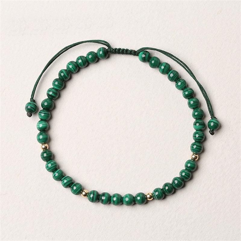 Braccialetto di protezione e calma con Buddha Stones in malachite naturale da 4 mm - image 1