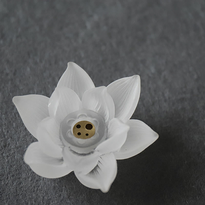 Buddha Stones Mini Lotus Liuli Cristallo Guarigione Meditazione Bastoncino Bruciatore di Incenso