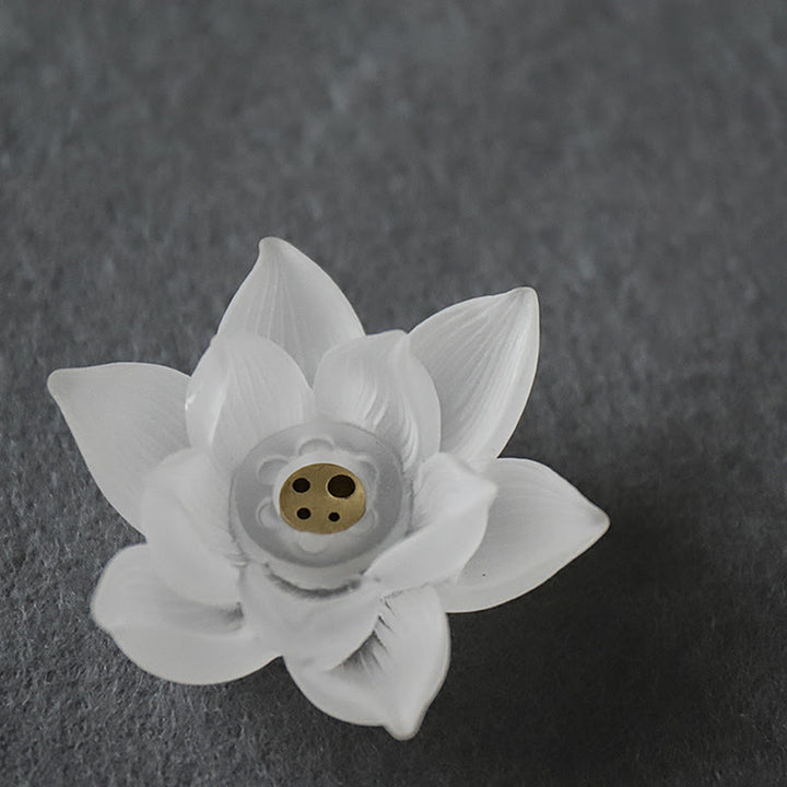 Buddha Stones Mini Lotus Liuli Cristallo Guarigione Meditazione Bastoncino Bruciatore di Incenso