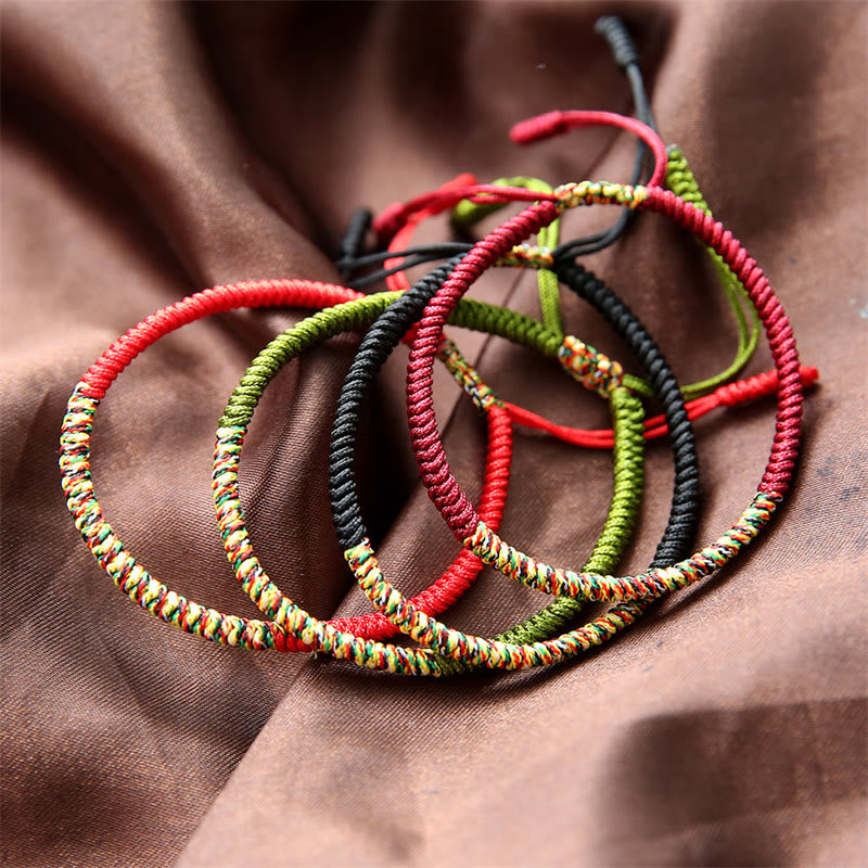 Bracciale intrecciato con nodo King Kong multicolore fatto a mano in pietra Buddha Stones tibetano, fortuna e forza