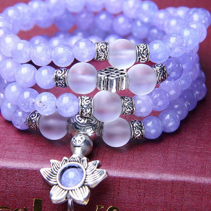 Braccialetto Mala con perline di diaspro viola Buddha Stones Strength