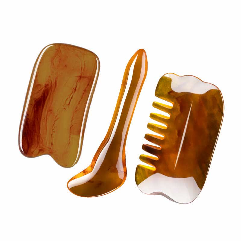 Set di pettini per massaggio completo del corpo e del viso Gua Sha in resina