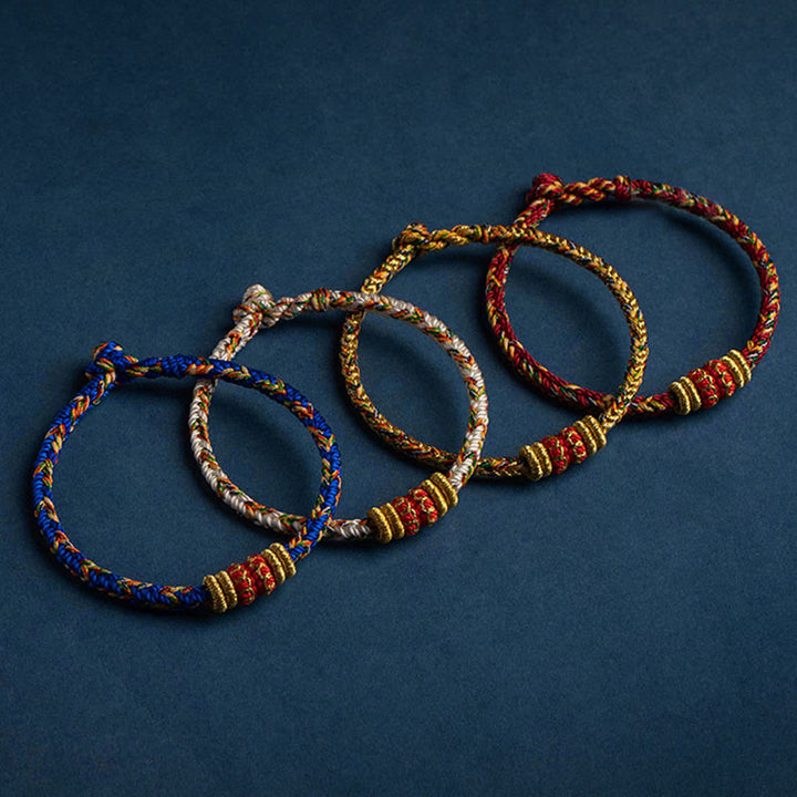 Buddha Stones Tibet Fatto a mano Zodiaco cinese Buddha natale Fortuna Forza Braccialetto di corda intrecciata