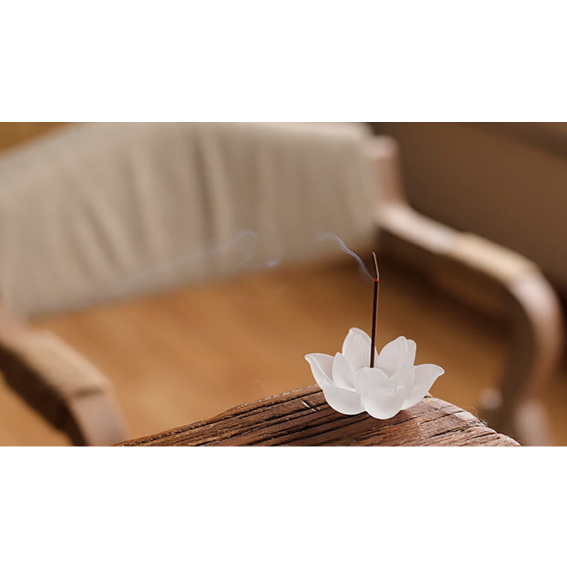 Buddha Stones Mini Lotus Liuli Cristallo Guarigione Meditazione Bastoncino Bruciatore di Incenso