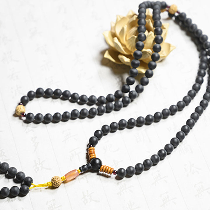 Buddha Stones Mala Tibetano Cipresso Semi di Bodhi Agata Rossa Braccialetto di Guarigione
