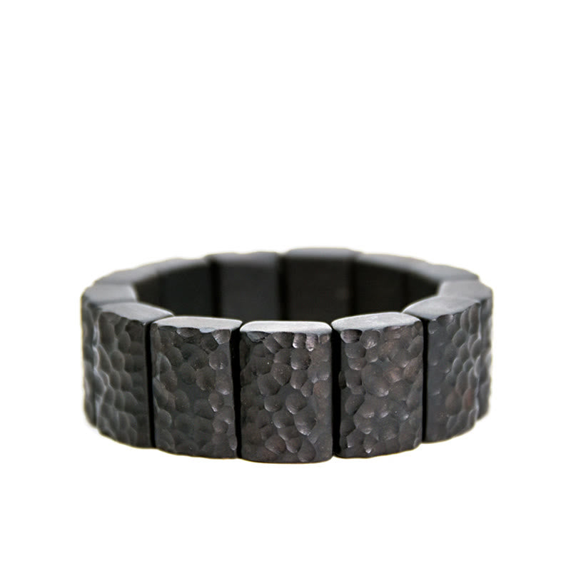Braccialetto di coppia della pace con texture in legno di ebano vintage Buddha Stones