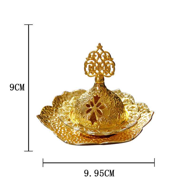 Sottobicchiere in foglia d'oro spirituale Mini lega di metallo bruciatore di incenso