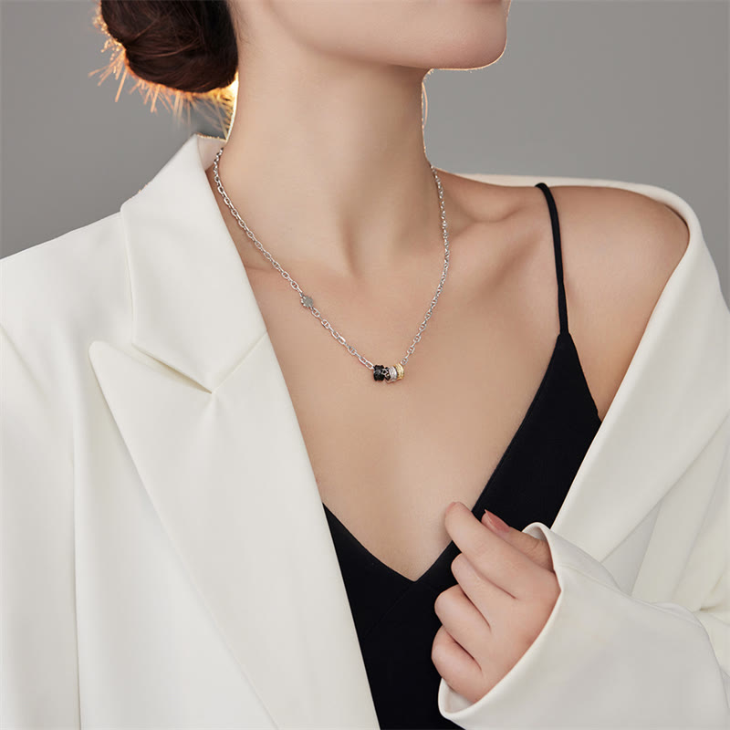 Collana con ciondolo a forma di catena energetica con design floreale della dinastia Tang in argento sterling 925 Buddha Stones