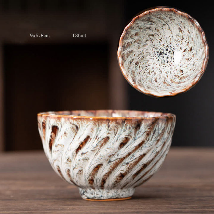 Buddha Stones Peach Blossom Pattern Tazza da tè in ceramica Tazze da tè a forma di fiore
