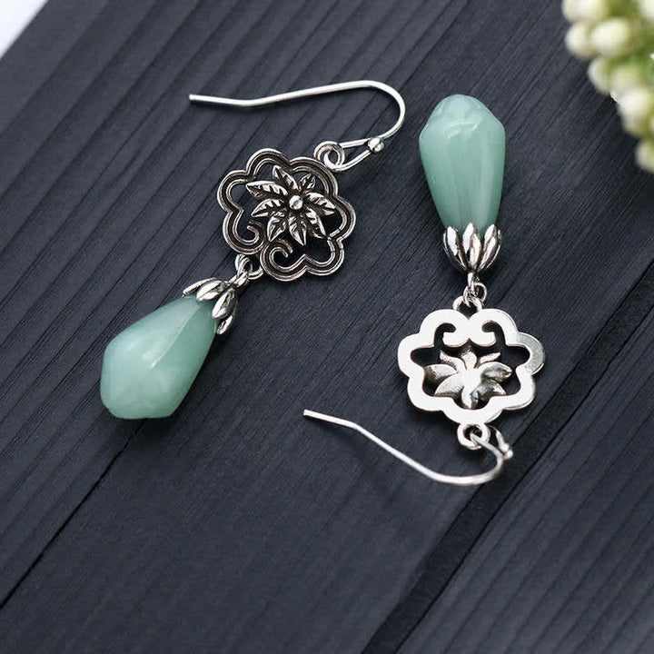 Orecchini pendenti Buddha Stones Magnolia Flower Jade Water Drop Prosperity