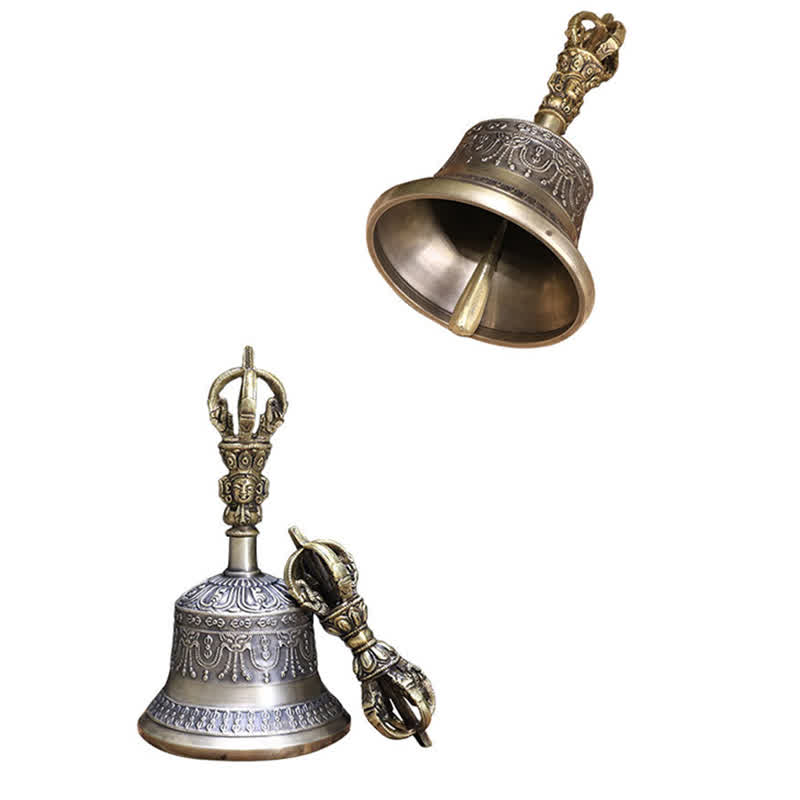 Buddha Stones Campana tibetana per meditazione e Vajra Dorje in rame, set di decorazioni per l'illuminazione