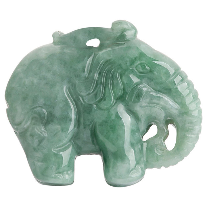 Collana con ciondolo a corda con giada elefante, fortuna e forza