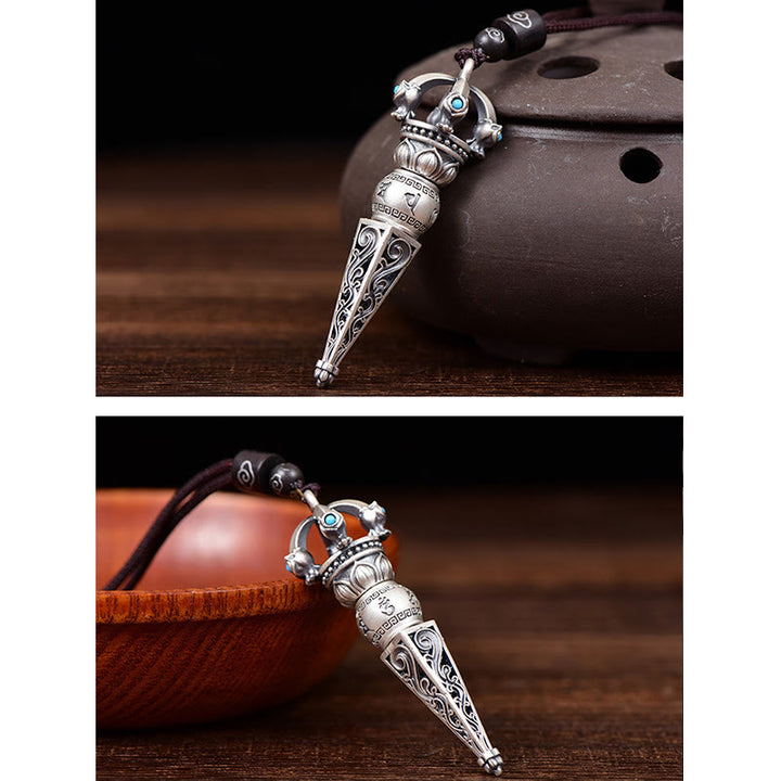 Ciondolo con collana girevole Buddha Stones tibetano Om Mani Padme Hum Dorje Vajra Design Wisdom - image 6